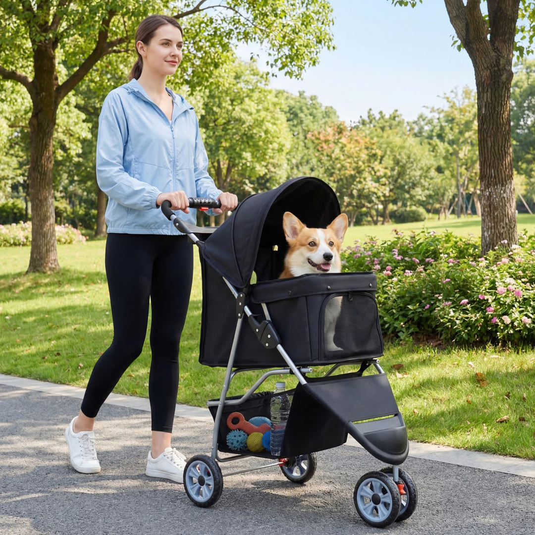 Giantex 3 Wheel Foldable Dog Stroller for Small Dogs Cats
