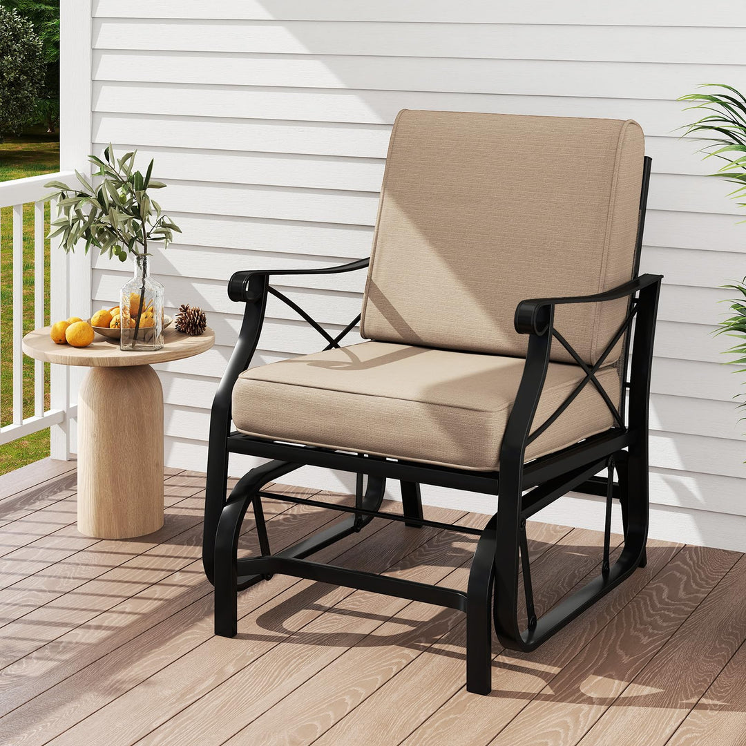 Giantex Patio Rocking Chai with Thick Removable Seat and Back Cushions