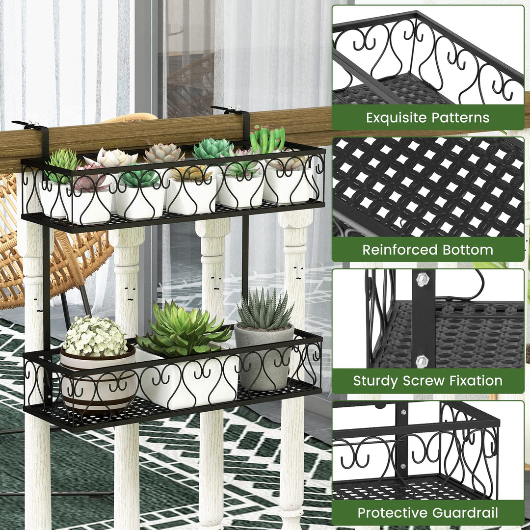 Giantex Balcoy Flower Pot Stand Rack w/ Adjustable Hooks &amp; 2 Planter Baskets
