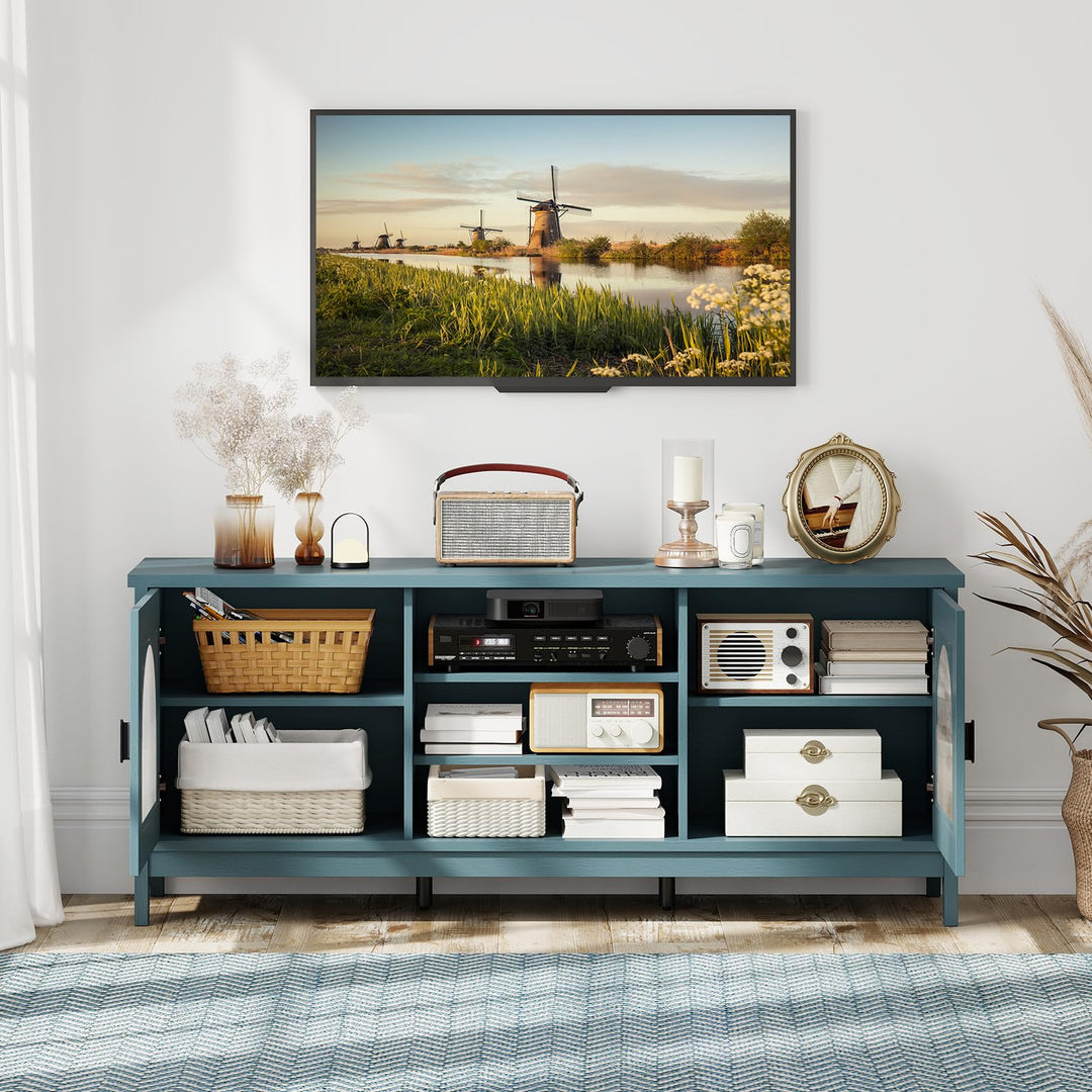 Giantex Modern Vintage TV Cabinet with Adjustable Shelves and 2 Cable Holes for TVs up to 65 Inches