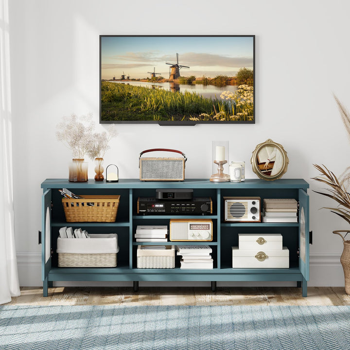 Giantex Modern Vintage TV Cabinet with Adjustable Shelves and 2 Cable Holes for TVs up to 65 Inches