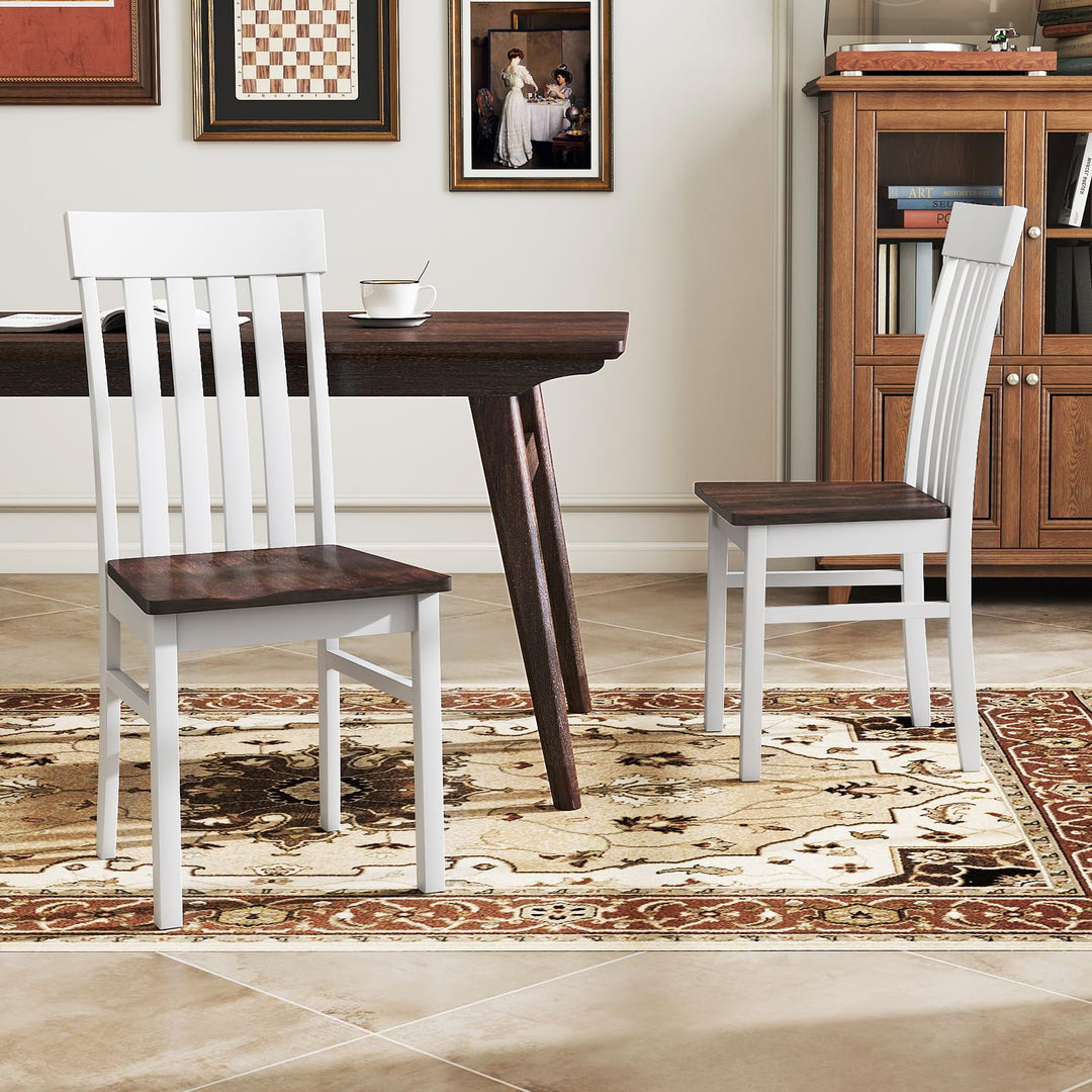 Giantex Wooden Dining Chairs Set of 2/4 with Hollowed Backrests &amp; Rubber Wood Seats