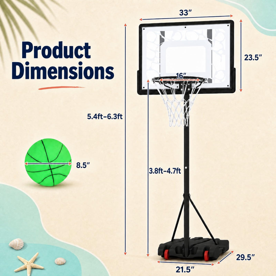 Giantex Pool Basketball Hoop Poolside with LED Solar Lights