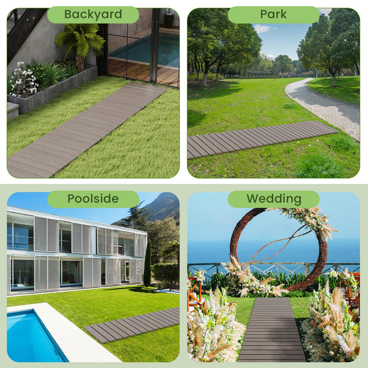Giantex 8 FT Garden Pathway, Waterproof HDPE Outdoor Walkway with Non-Slip Surface (1/2)