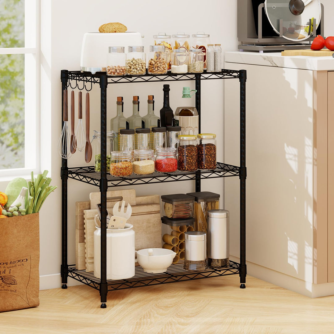 Giantex Storage Shelves Adjustable Wire Shelf Rack w/4 Removable Hooks