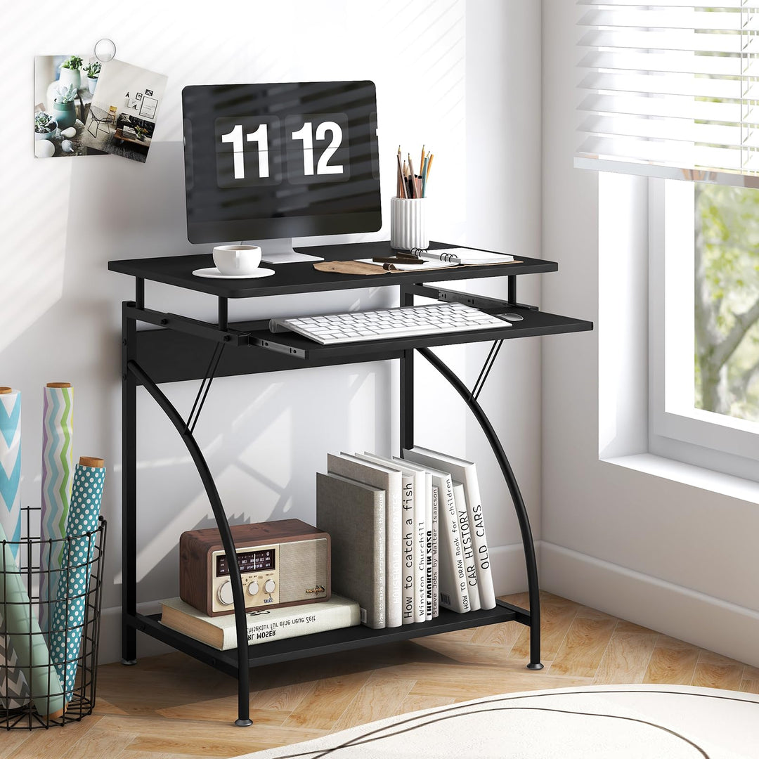 Giantex Computer Desk for Small Spaces, 27.5" Laptop Table with Pull-Out Keyboard Tray &amp; Bottom Storage Shelf