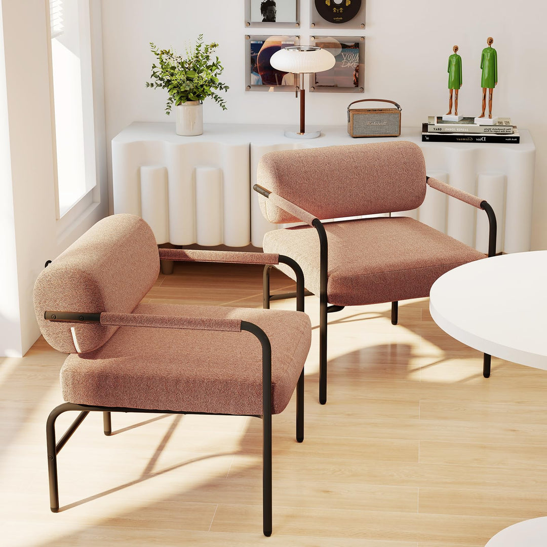 Giantex Velvet Upholstered Living Room Chair with Thickened Backrest &amp; Metal Armrests