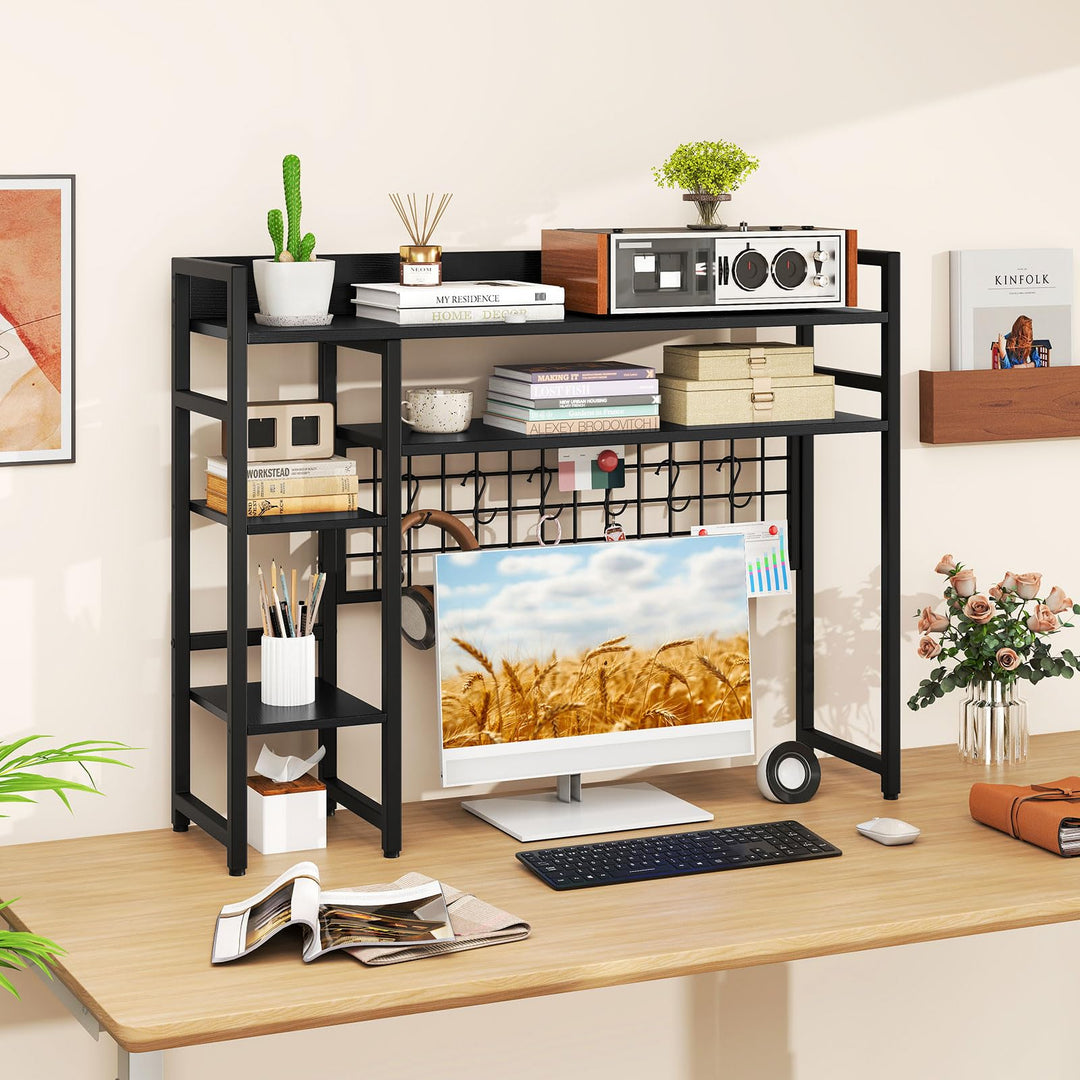 Giantex Desktop Bookshelf 37" Desk Shelf for Up to 32" Computer Monitors