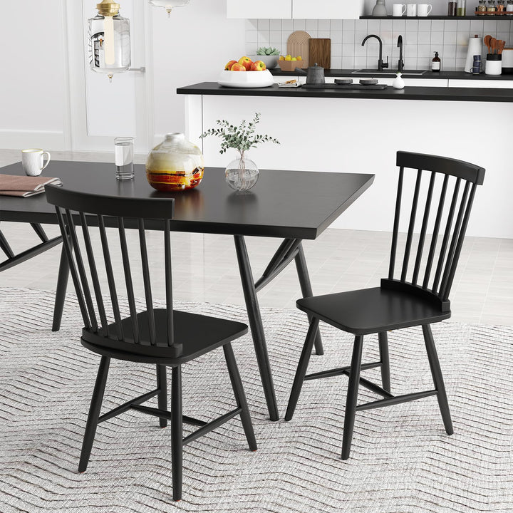 Giantex Windsor Dining Chairs Set of 2/4 Black, w/Wide Seat &amp; Spindle Back, Max Load 400 Lbs