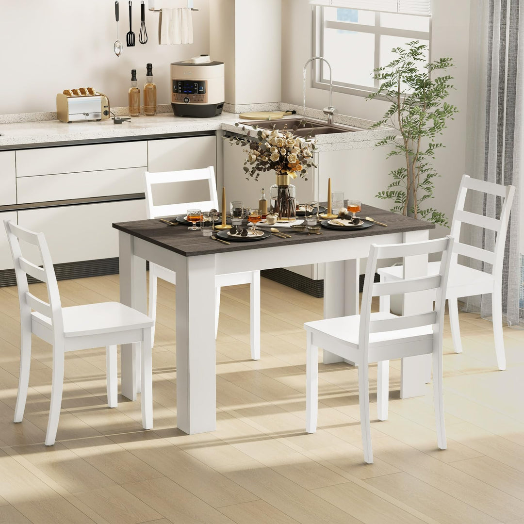 Giantex 5-Piece Dining Table Set, Modern Rectangle Dining Table &amp; High Back Chairs Set for 4