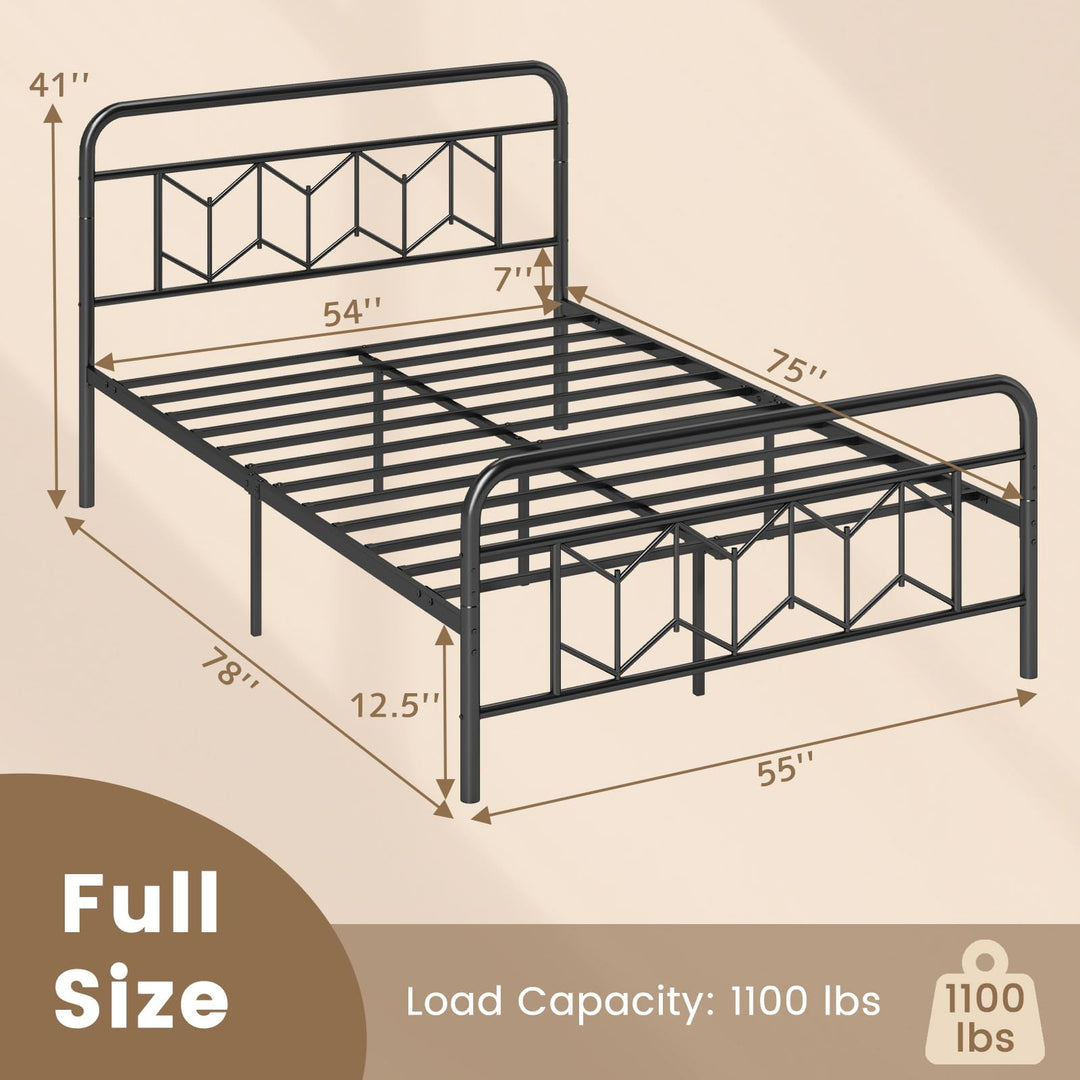 Giantex Metal Twin Bed Frames with Victorian Style Headboard &amp; Footboard, Heavy Duty Slats Support Mattress Foundation