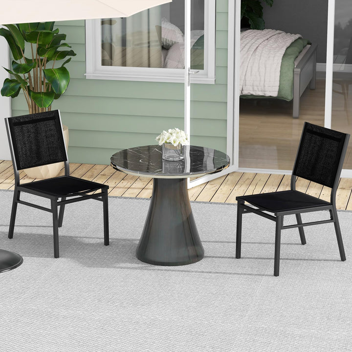 Giantex Outdoor Patio Dining Chair, Armless Dining Chair with Breathable Fabric Seat &amp; Backrest