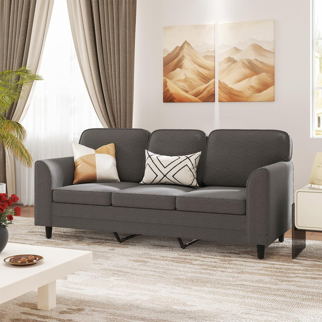 Giantex 3 Seater Couch - 79” Mid Century Modern Upholstered Sofa with Armrests, Sturdy Legs