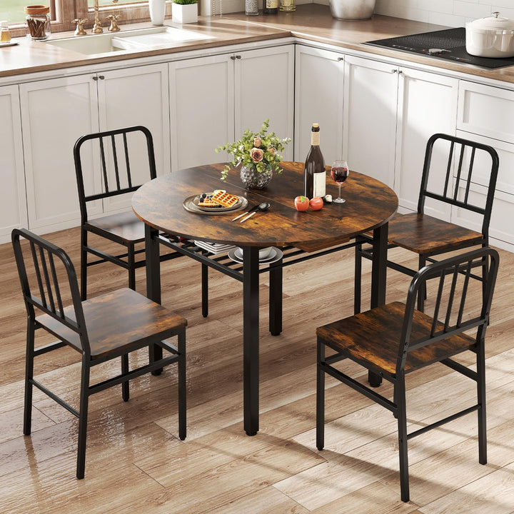 Giantex 40-Inches Round Kitchen Table &amp; Chairs with Storage Rack &amp; Metal Frame