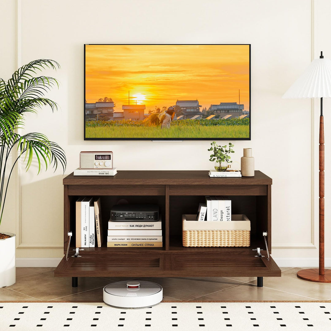 Giantex Mid Century Modern TV Stand for 40 Inch TV with 2 Hidden Compartments
