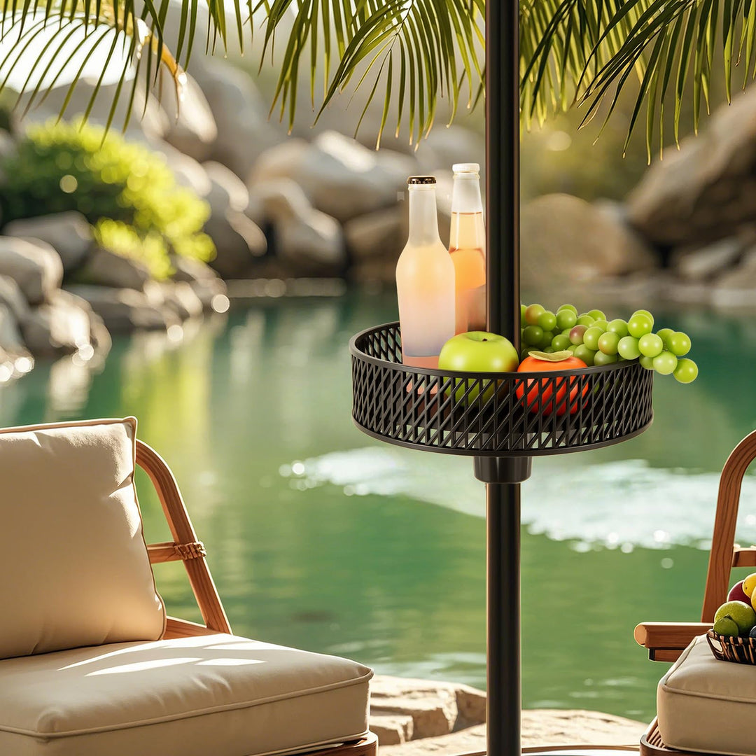 Giantex Portable Outdoor Side Table with Umbrella Hole