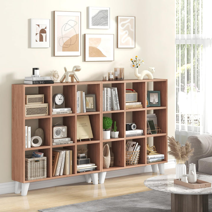 Giantex 9-Cube Open Bookcase, 3-Tier Freestanding Bookshelf with 4 Slanted Legs &amp; 6 Removable Shelves