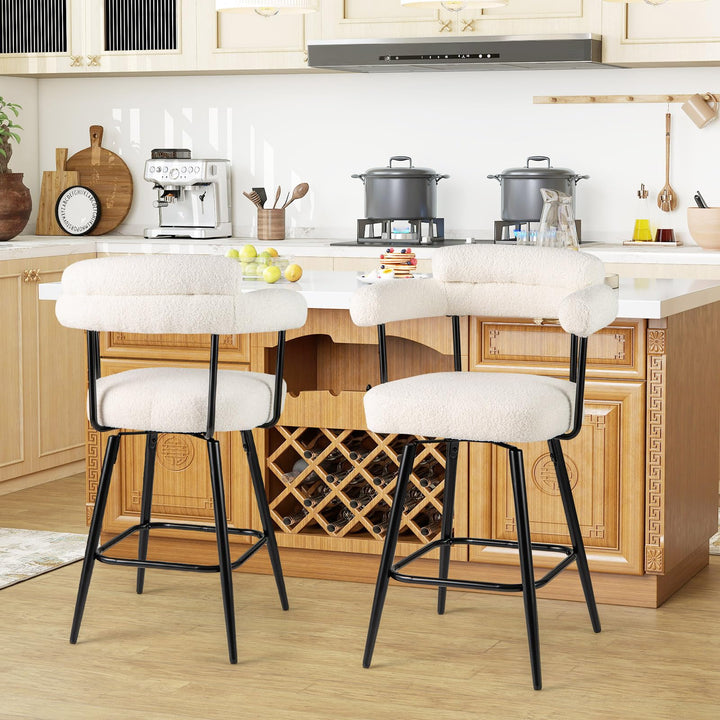 Giantex Swivel Bar Stool Set of 2/4 Counter Height Chairs with Curved Back and Arms