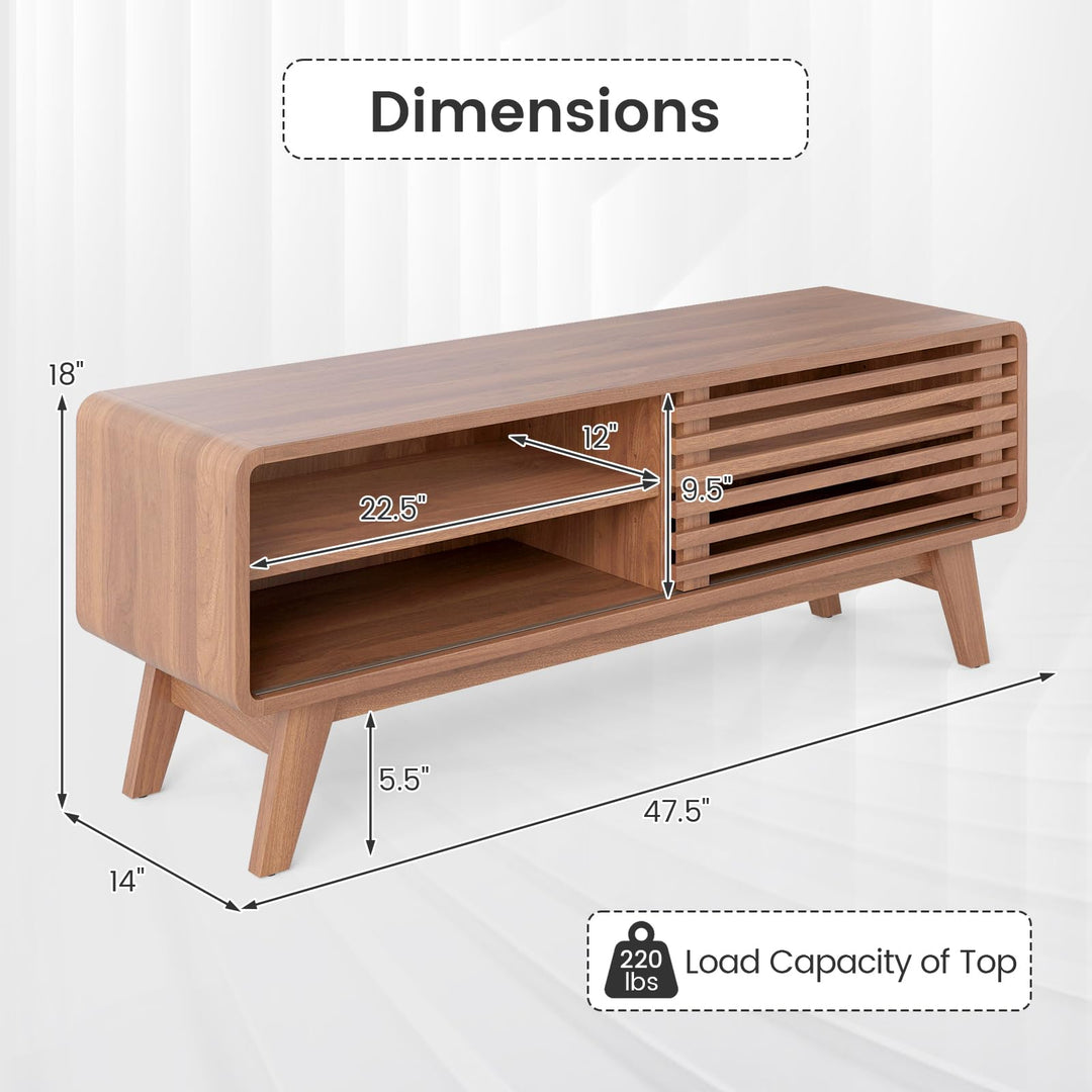 Giantex TV Stand for TVs up to 55" with Sliding Door and Adjustable Shelves for Living Room