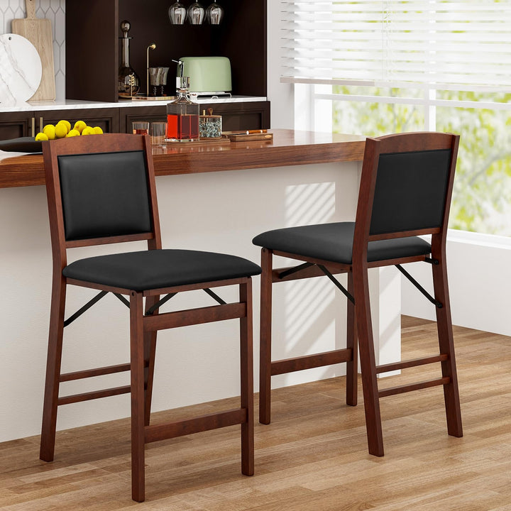 Giantex Folding Counter Height Bar Stools Set of 2/4, 24.5" Farmhouse Barstools w/Padded Back &amp; Seat