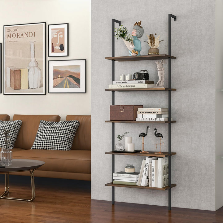 Giantex 5 Tier Modern Wall Mounted Bookshelf, 71&