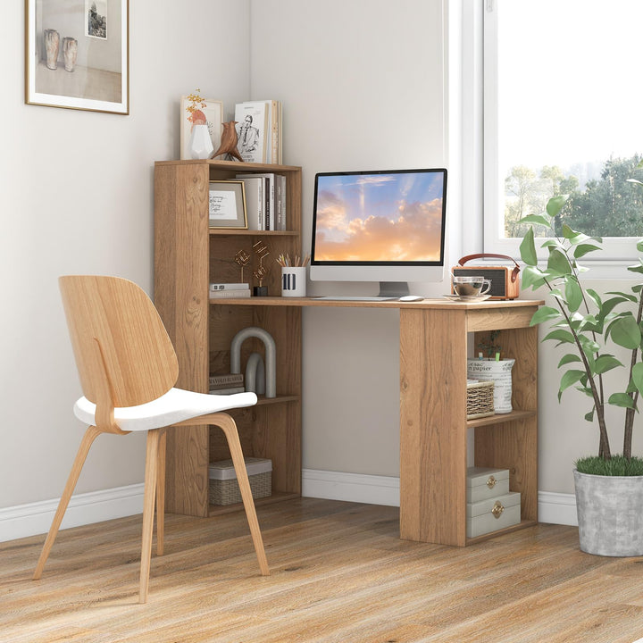 Giantex 48 Inch Computer Desk with Bookshelf, 3-in-1 Home Office Desk with 4-Tier Bookcase &amp; CPU Stand
