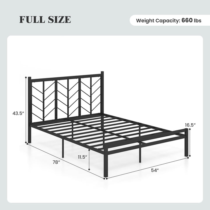 Giantex Queen/Full/Twin Size Bed Frames with Vintage Headboard, Metal Mattress Foundation for Storage