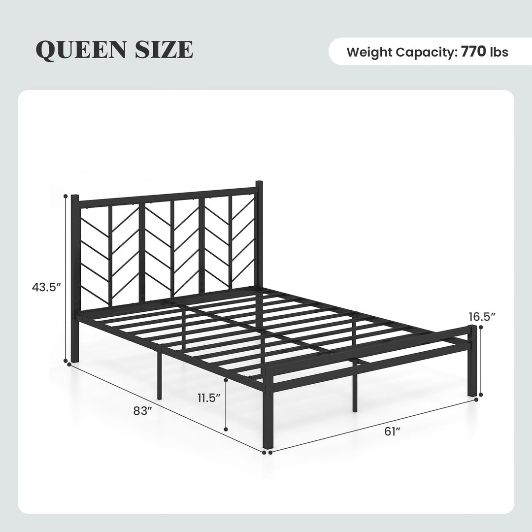 Giantex Queen/Full/Twin Size Bed Frames with Vintage Headboard, Metal Mattress Foundation for Storage