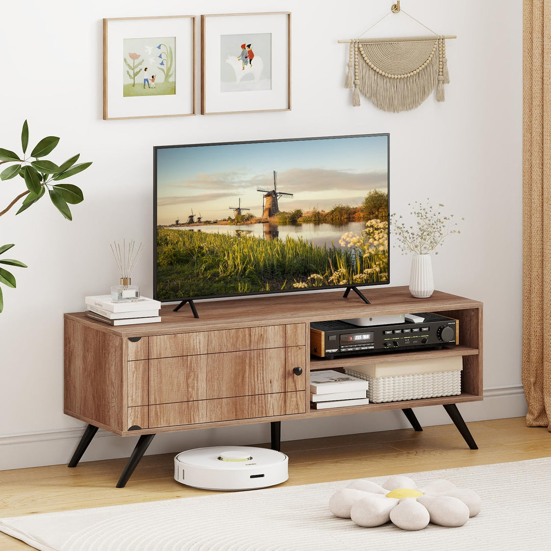 Giantex Mid-Century Modern Entertainment Center with Storage Cabinet