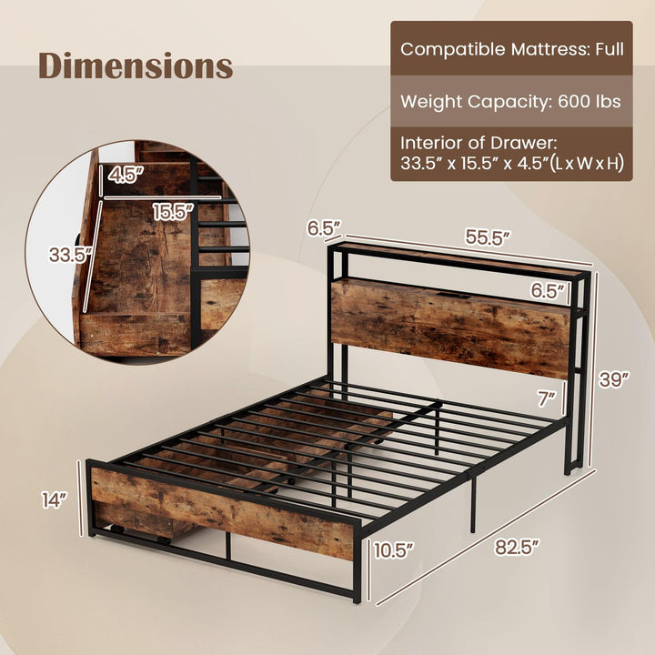 Giantex Queen/Full Size Bed Frame with 2-Tier Storage Headboard