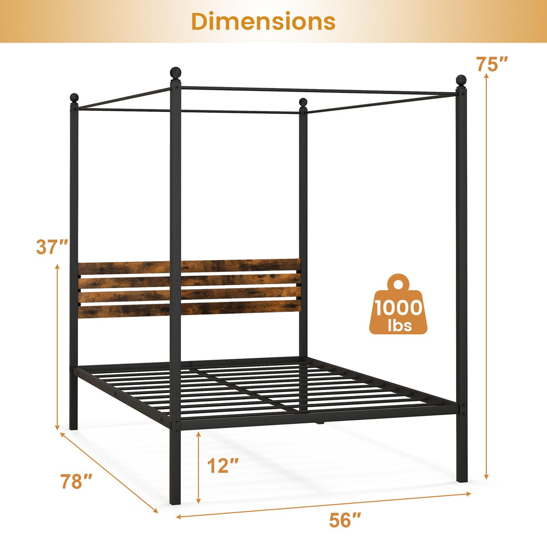 Giantex Queen/Full/Twin Size Metal Canopy Bed Frame