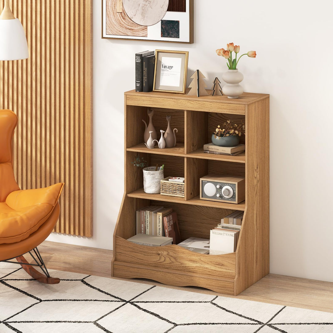 Giantex Storage Cabinet, Small Bookshelf, Short Bookcase with 4 Open Storage Cube &amp; Bottom Compartment