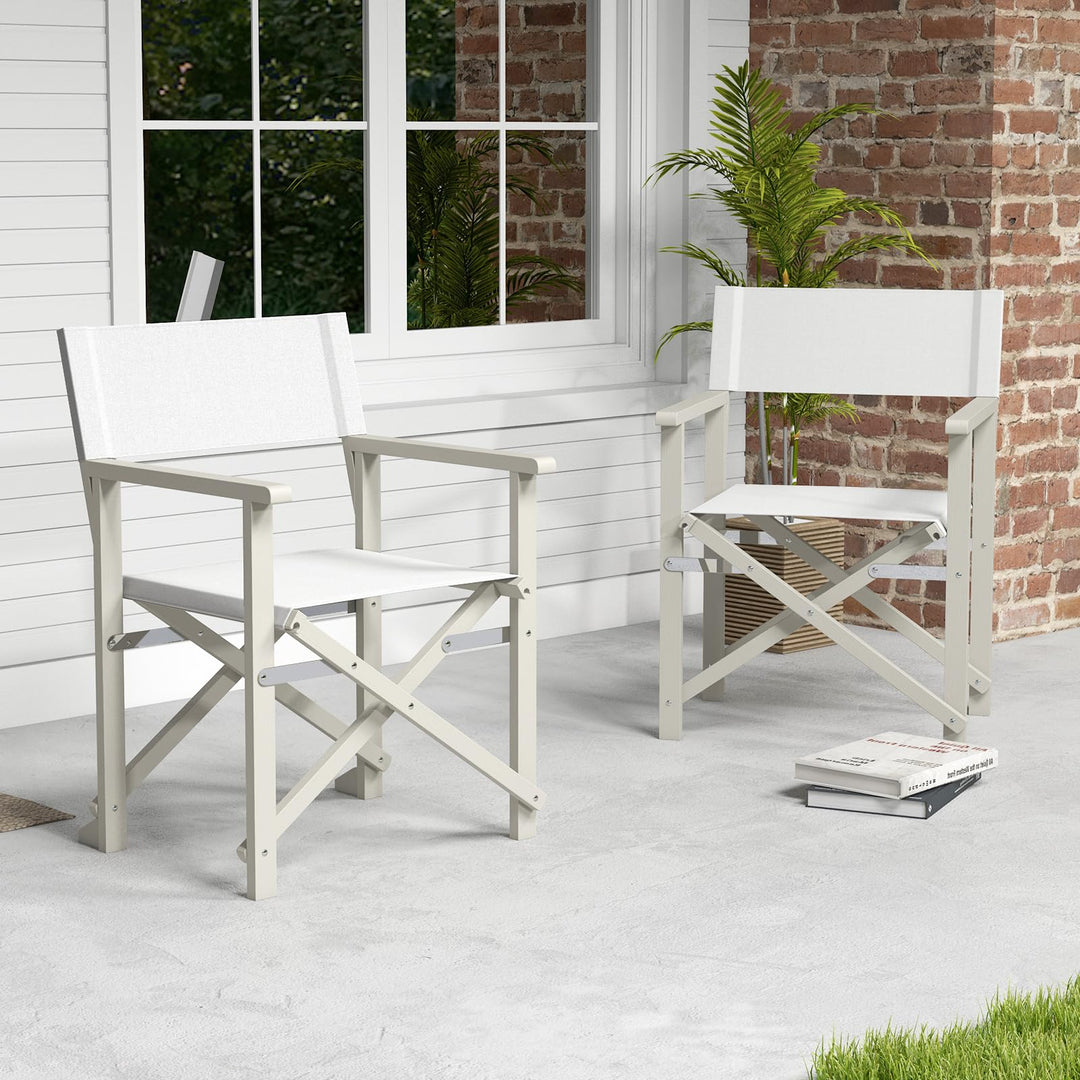 Giantex Set  Folding Director Chairs, Lightweight Patio Camping Chair with Acacia Wood Frame &amp; Oxford Fabric Seat