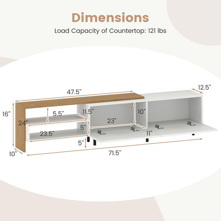 Giantex Modern TV Stand for 80 Inches TVs with Storage Shelves and Cabinets