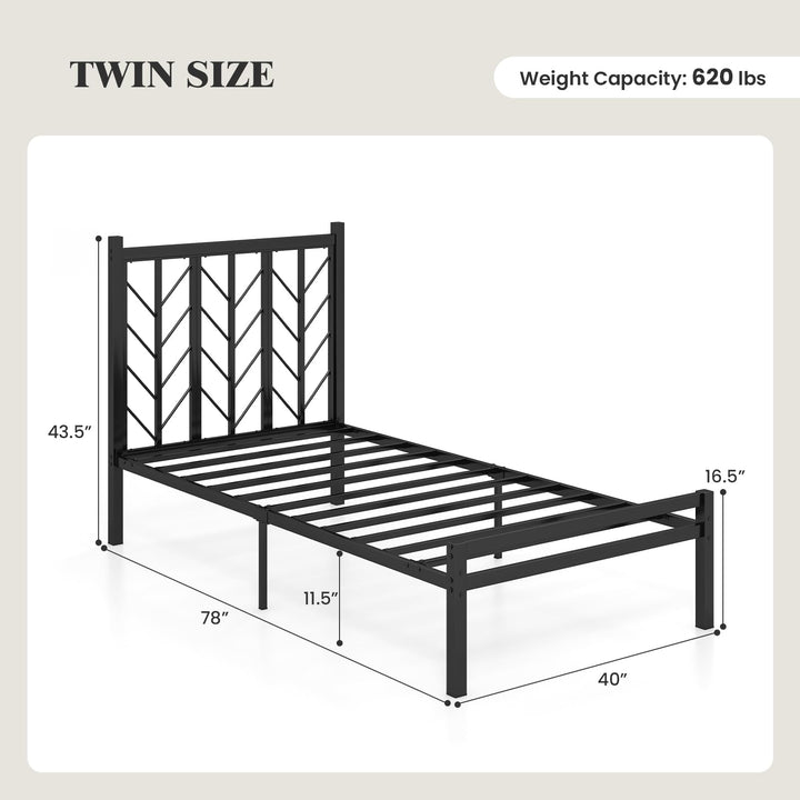 Giantex Queen/Full/Twin Size Bed Frames with Vintage Headboard, Metal Mattress Foundation for Storage