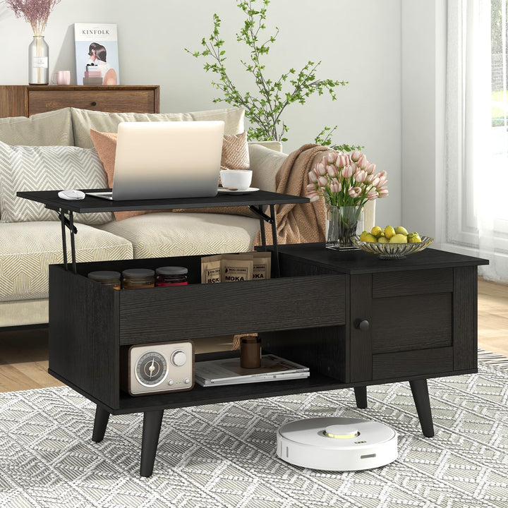 Giantex Lift Top Coffee Table, Modern Cocktail Table with Hidden Compartment, Open Shelf &amp; Cabinet