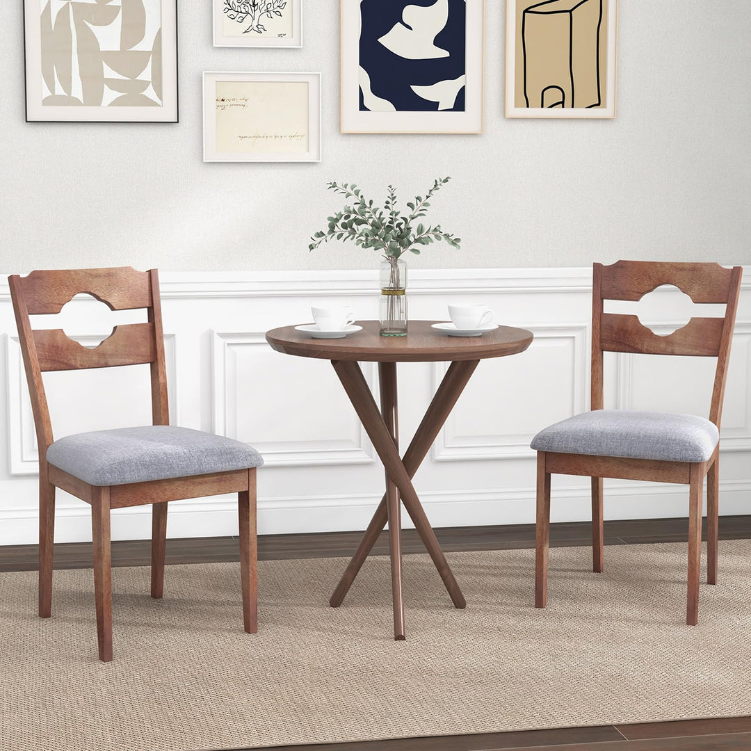 Giantex Wooden Dining Chairs Set of 2/4, Rubber Wood Dinner Chair w/Hollowed Backrest &amp; Padded Seat