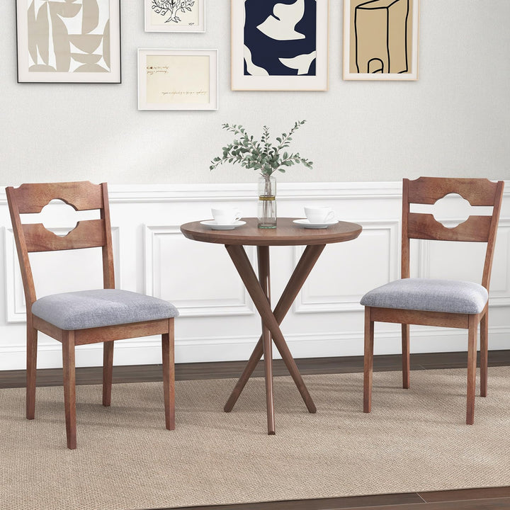 Giantex Wooden Dining Chairs Set of 2/4, Rubber Wood Dinner Chair w/Hollowed Backrest &amp; Padded Seat