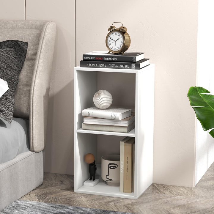 Giantex 2-Cube Bookcase, White Cubby Bookshelf w/Back Guardrail &amp; Anti-Tipping Kits