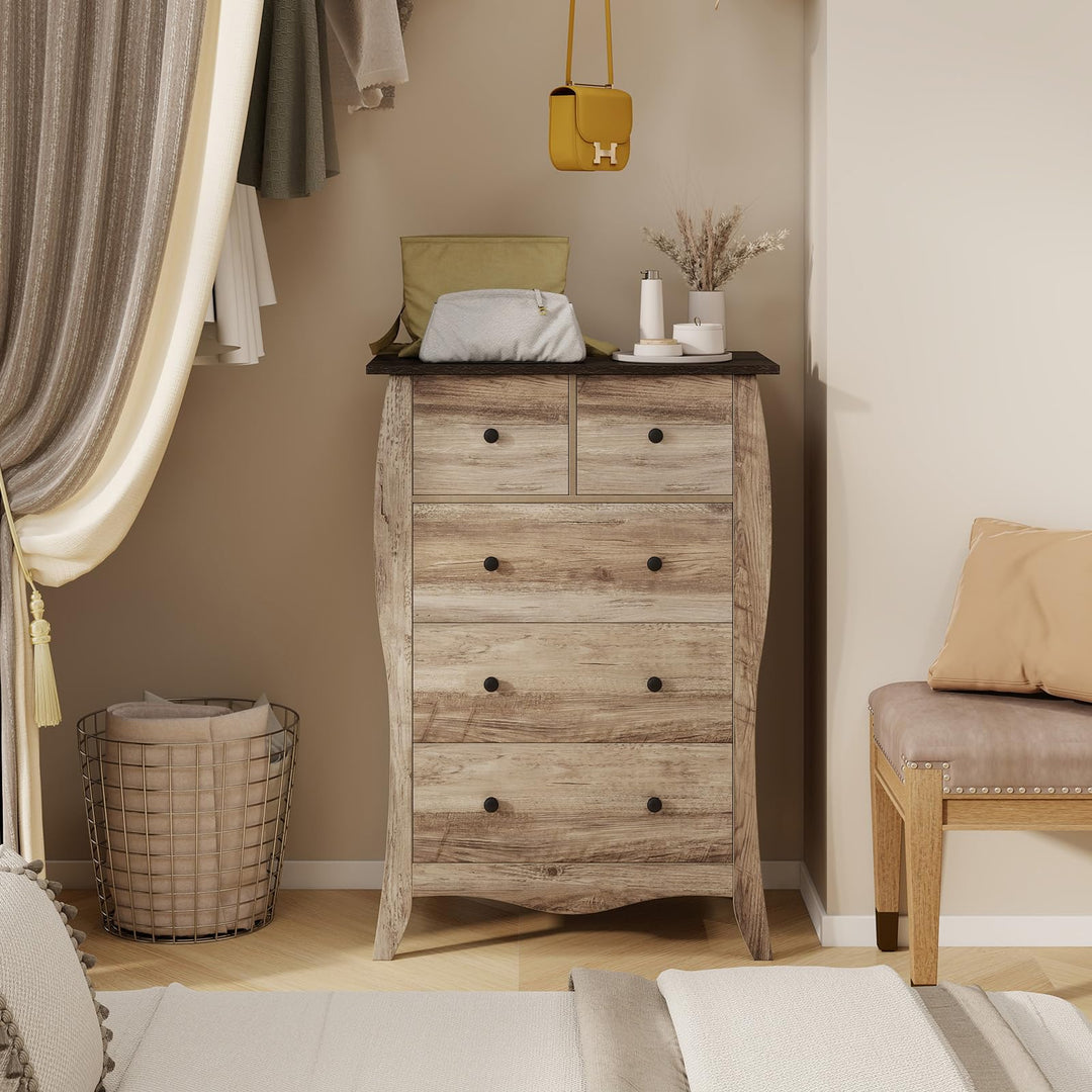 Giantex Storage Cabinet with Foldable &amp; Detachable Fabric Drawers, Anti-Tipping Kit, 26.5” x 15” x 38” Farmhouse Floor Cabinet