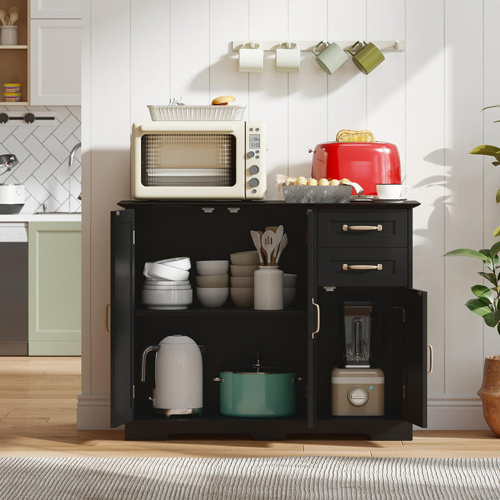 Giantex 40 Inch Modern Kitchen Sideboard Buffet Cabinet with 2 Drawers and Adjustable Shelf