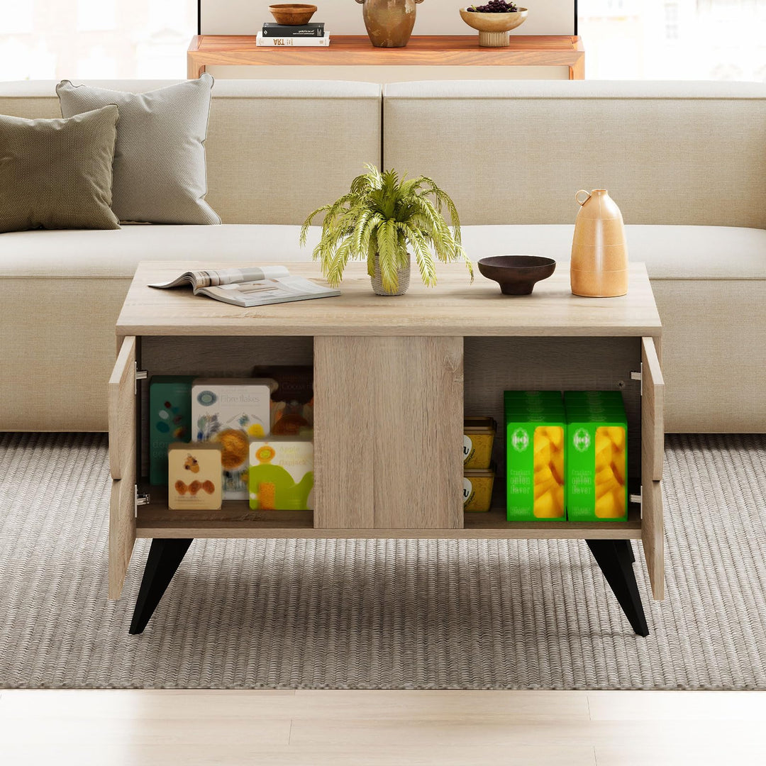 Giantex Farmhouse Accent Modern Coffee Table with Storage for Living Room Bedroom