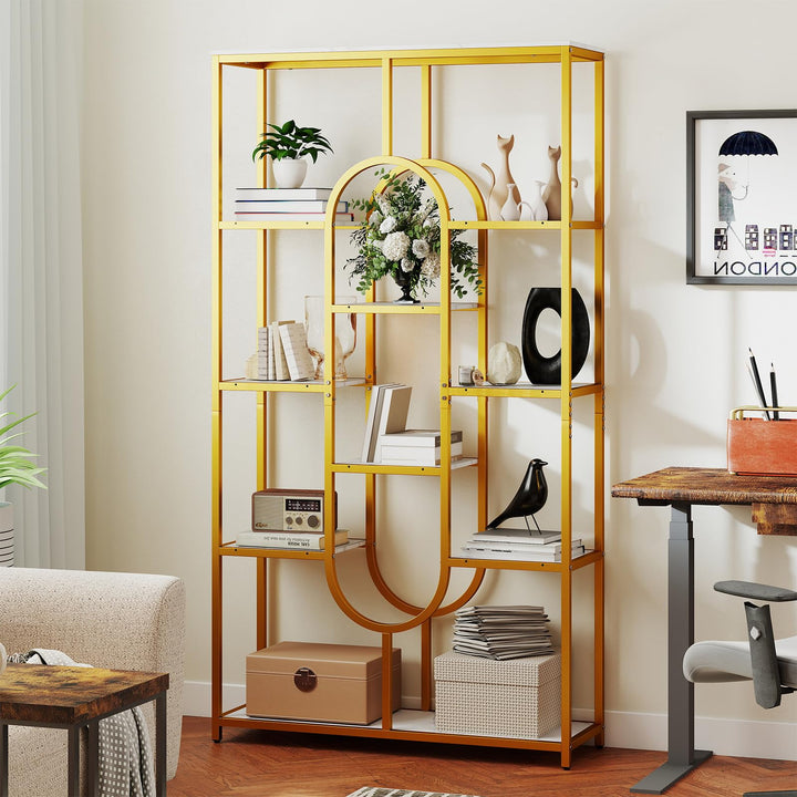 Giantex 5-Tier Bookshelf 69" Tall Geometric Bookcase w/ 10 Open Shelves
