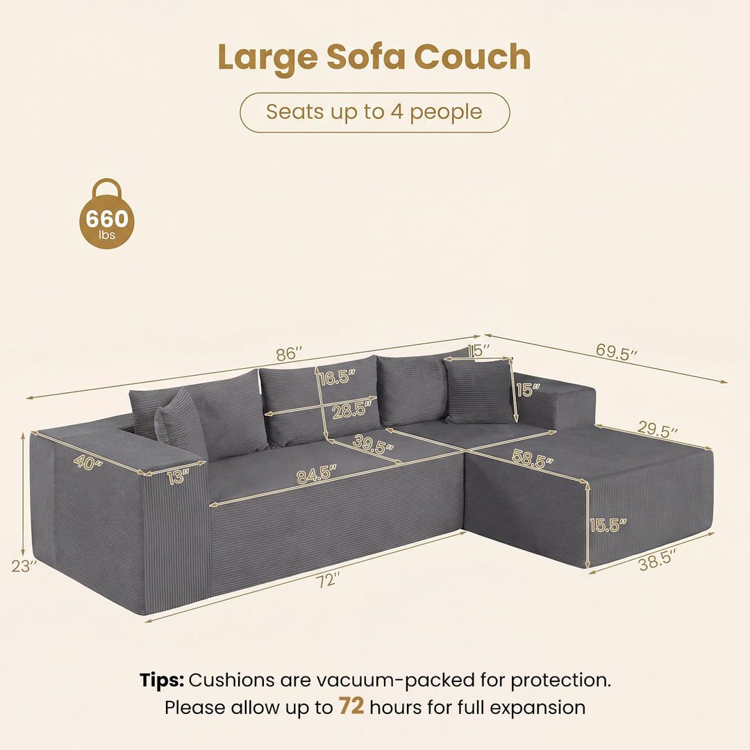 Giantex 110.5" Modular Sectional Sofa for Bedroom &amp; Living