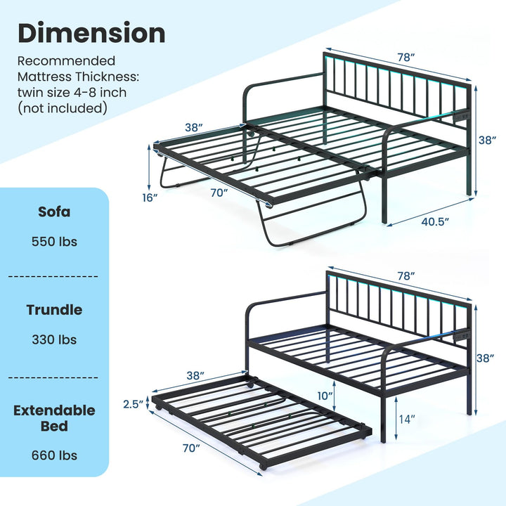 Giantex Twin Daybed with Charging Station &amp; LED Lights
