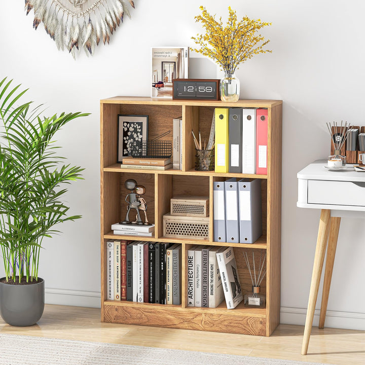 Giantex 7 Cube Bookcase 4-Tier Freestanding Bookshelf w/ 7 Open Compartments