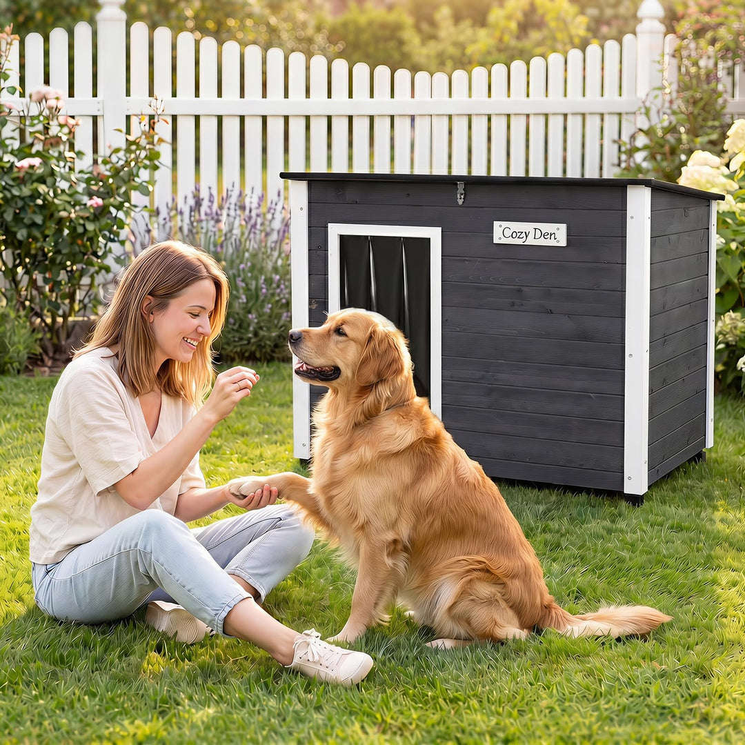 Giantex Wooden Dog House with Openable Asphalt Roof