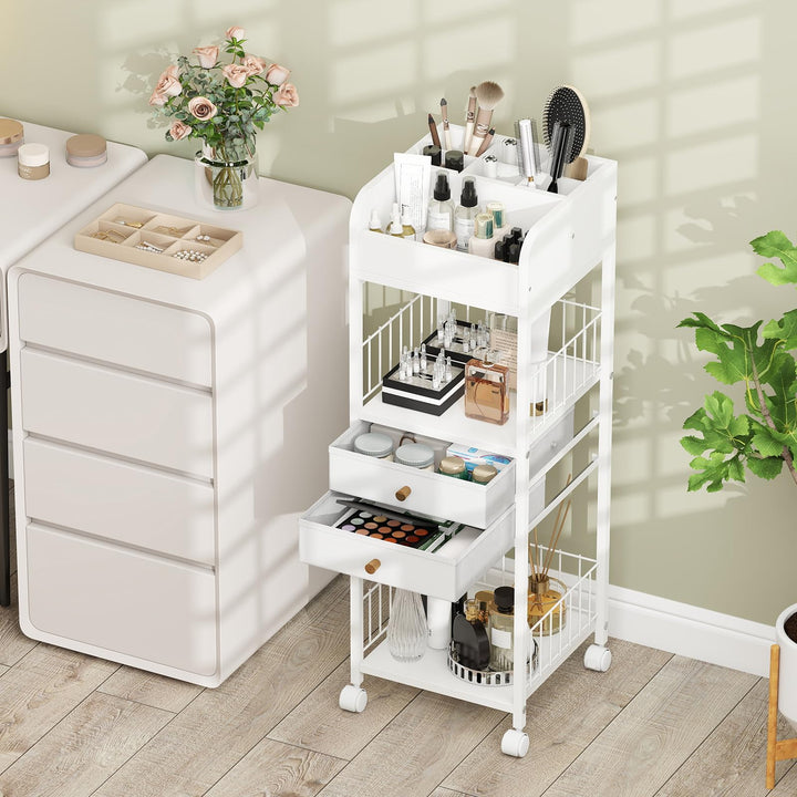 Giantex Rolling Makeup Organizer Cart with Drawers &amp; Shelves