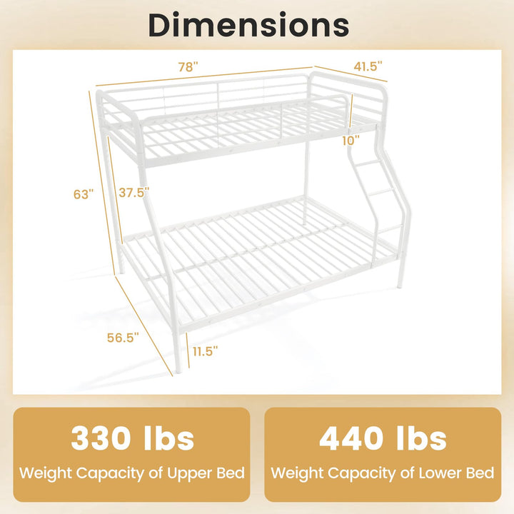 Giantex Metal Bunk Beds Twin Over Full Size, Heavy Duty Bunk Bed for Teens Adults with Ladder &amp; Guardrails