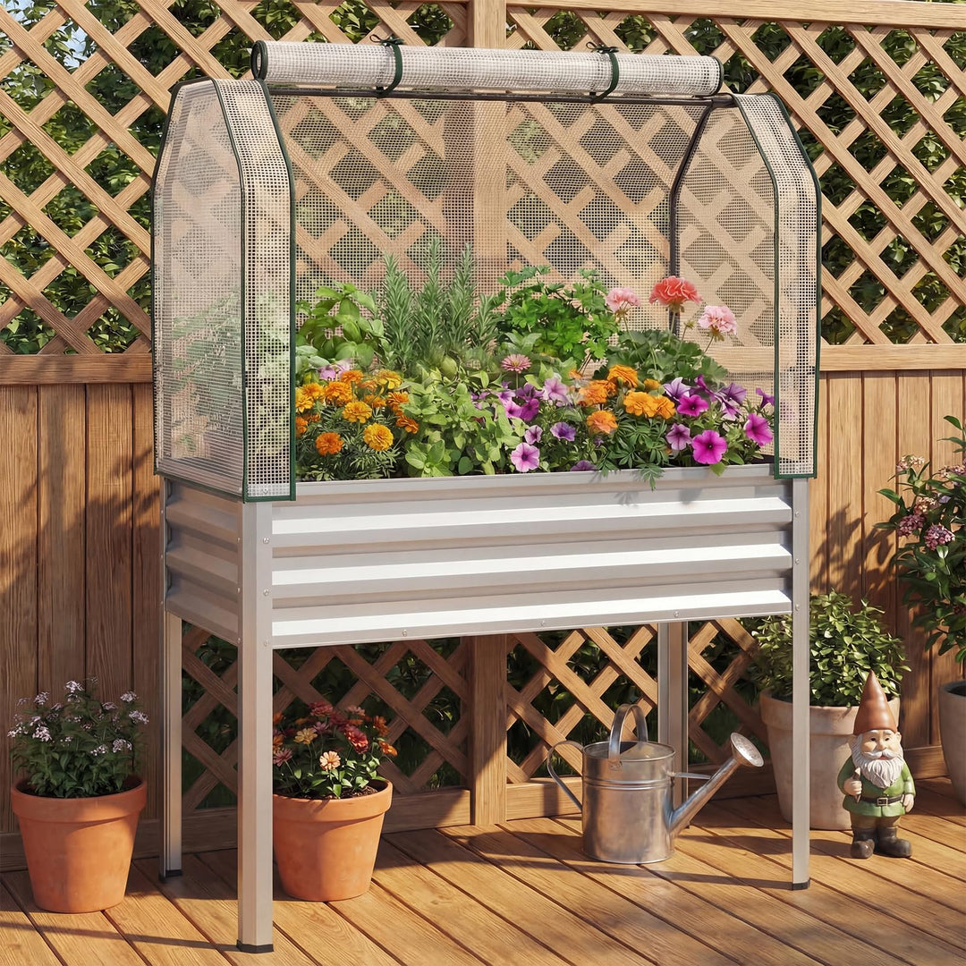 Giantex Raised Garden Bed with Legs &amp; Greenhouse Cover (1/2)